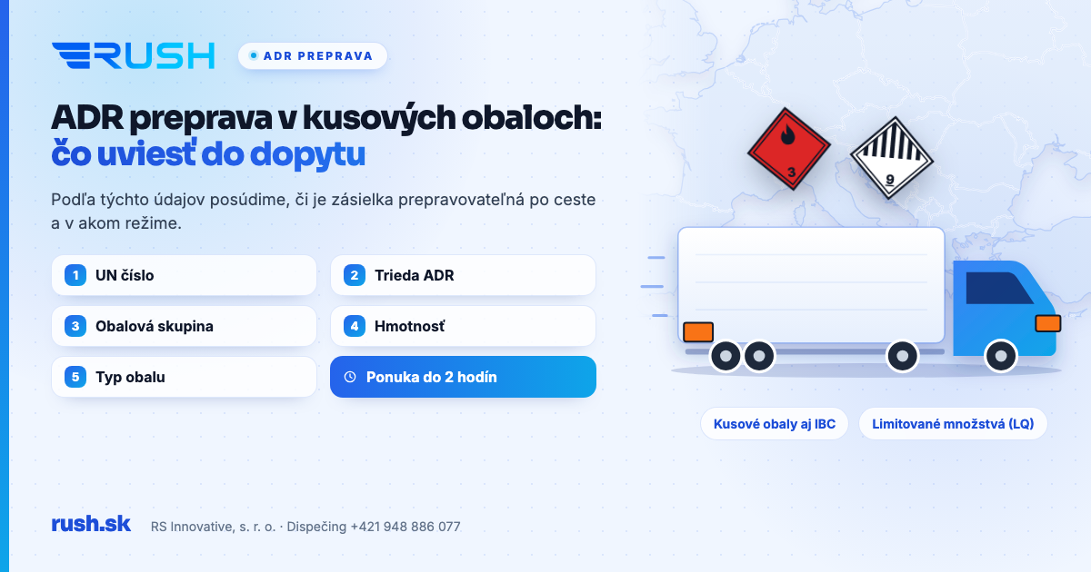 Kusové obaly s ADR označením nakladané na nákladné vozidlo